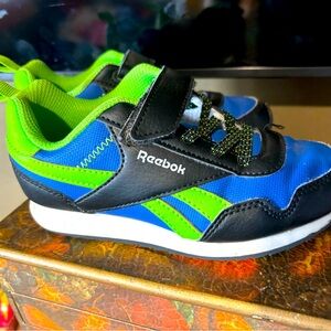 Reebok Velcro blue green black sneakers preschool shoes